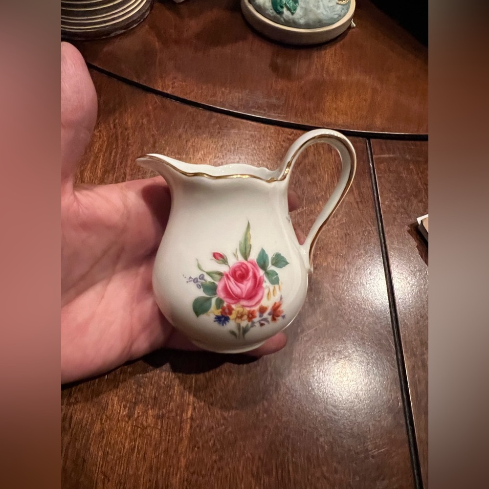 Vintage Bavaria Germany Flowered Fine China Creamer  3 1/2"T
